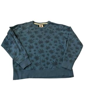 Stylish Blue Leaf Pattern Crewneck Sweatshirt